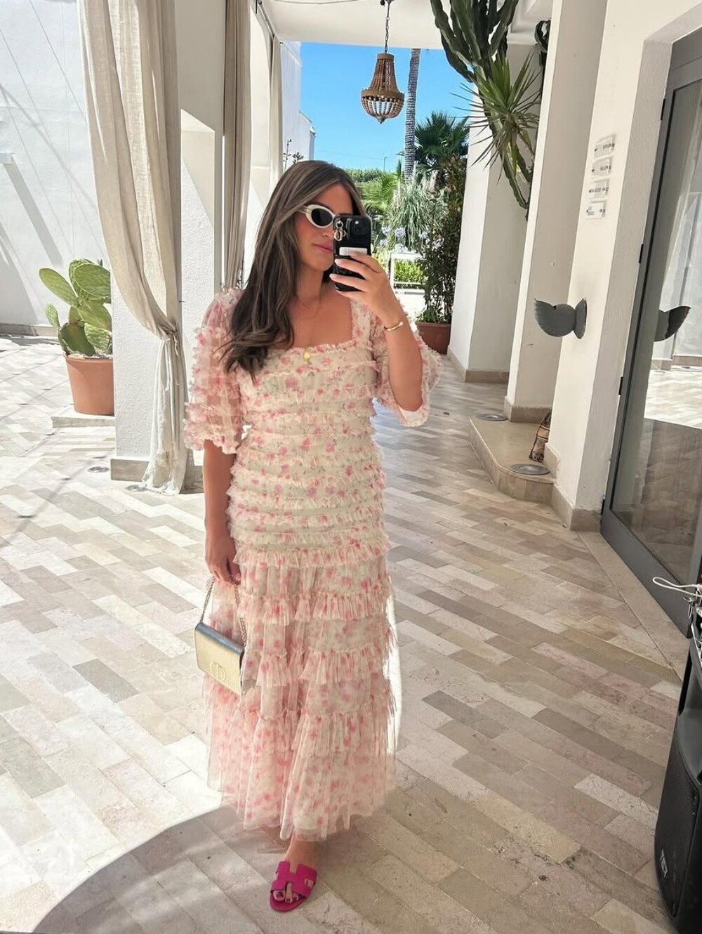 Needle & Thread Pink Floral Midi Dress $520